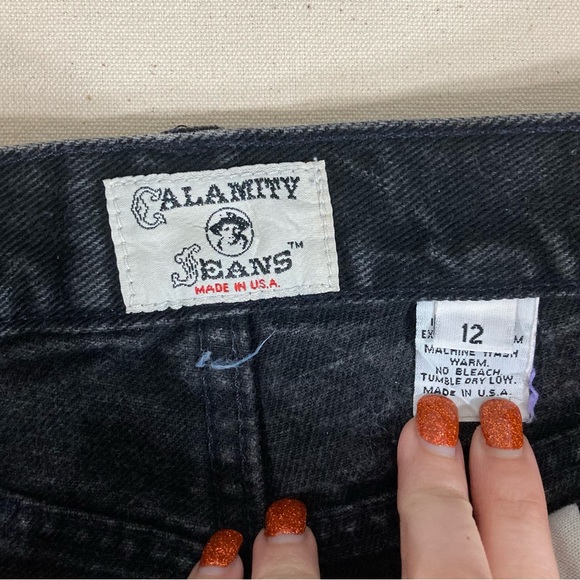 VINTAGE Heavy Denim Calamity Jeans High Rise Black - Picture 3 of 12